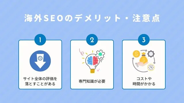 海外　SEO 　デメリット　注意点